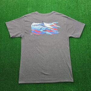 Guy Harvey Tshirt Mens Medium Gray Short Sleeve Fishing‎ Graphic Print Marlin